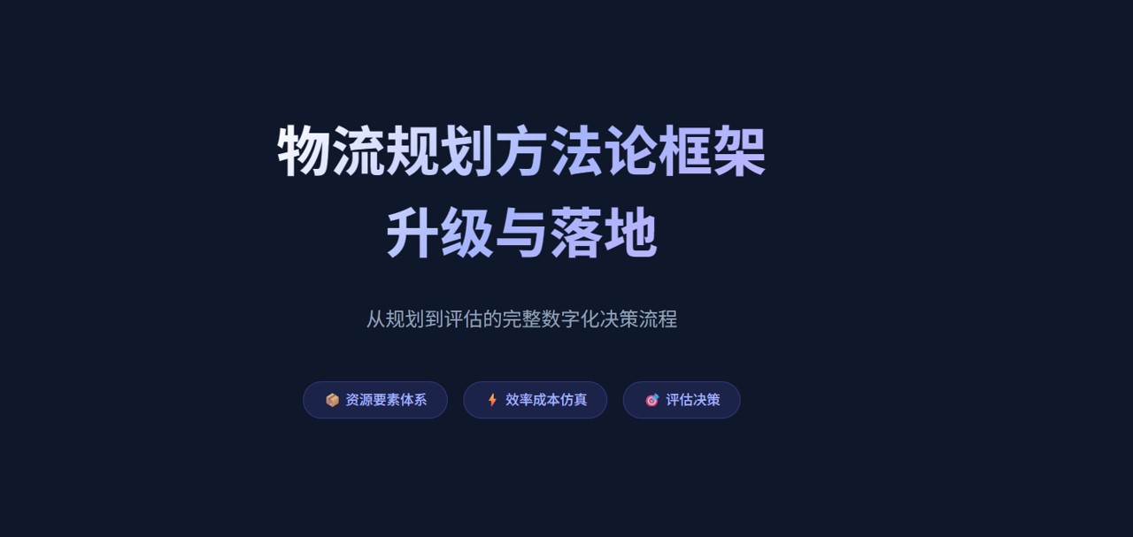 物流规划方法论框架