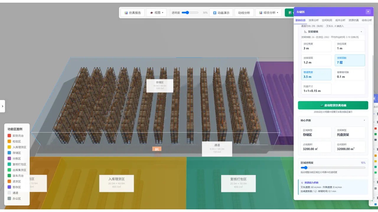 托盘货架3D布局效果